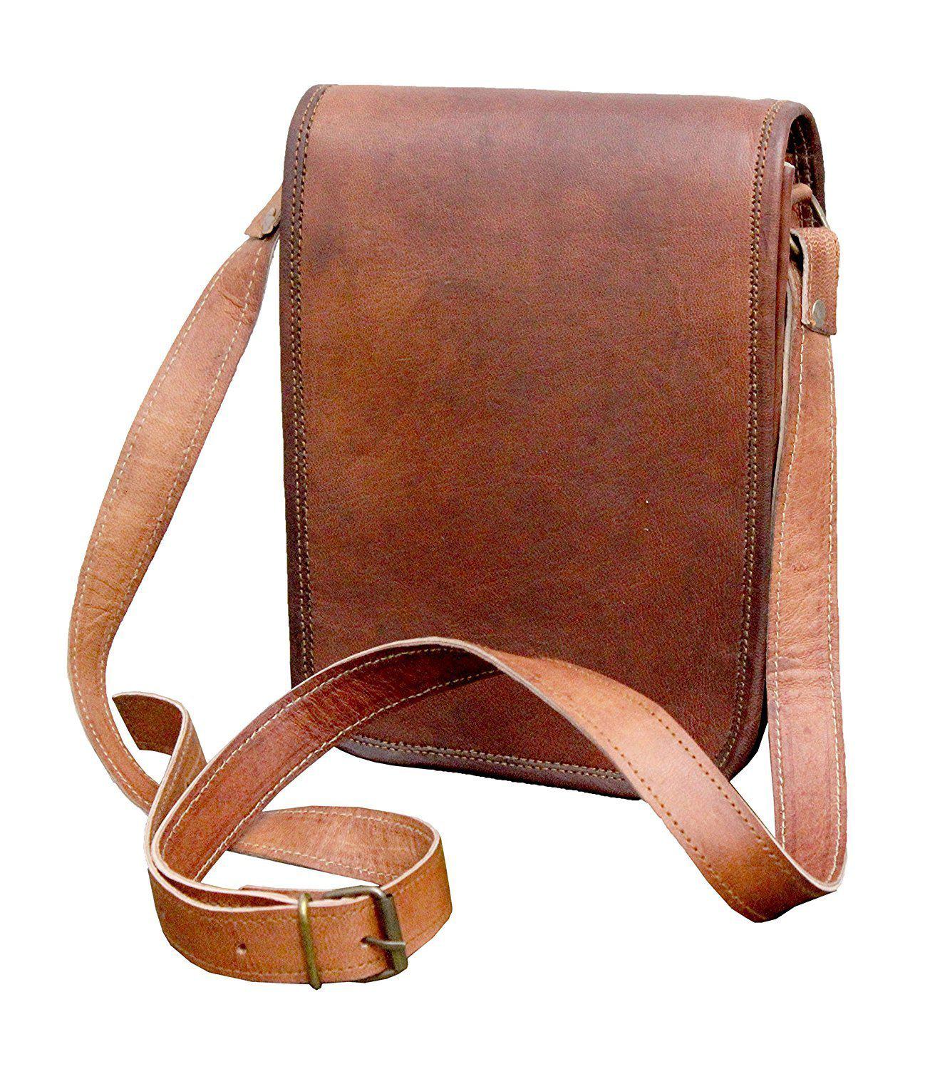 TUZECH Vintage Full Flap Genuine Leather Crossover Messenger Leather Bag - Fits laptop Upto (13 Inches)-Tuzech store