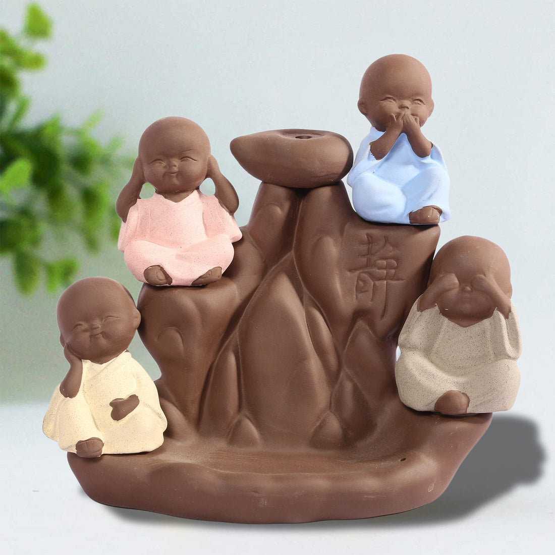 Tuzech Handicrafts Ceramic Gandhiji Styled Stress Reliever Backflow Reverse Incense Holder Peace Giving Smoke Fountain for Home and Office Décor Idol Gift-Tuzech store