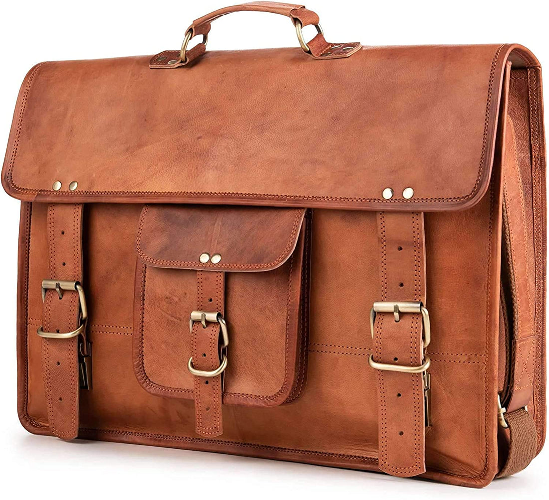 Vintage Handmade Leather Laptop Stylish Messenger Bag Shoulder Bag Briefcase Men Women Vintage Brown Color