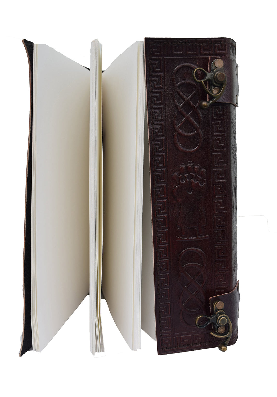 Avengers embossed 10 inches Handmade Leather Journal With Stones / Art Sketchbook & Travel diary with Vintage lock Latch-Tuzech store