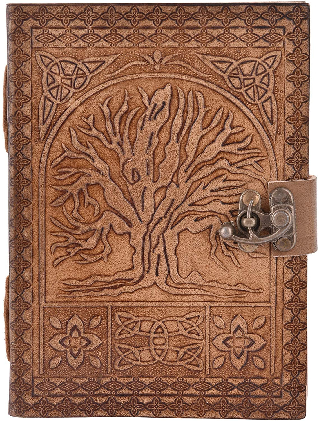 Tree of Life Handmade Leather Unlined Journal - Genuine Leather Notebook & Daily Notepad for Men & Women Paper (7 x 5 Inches)-Tuzech store