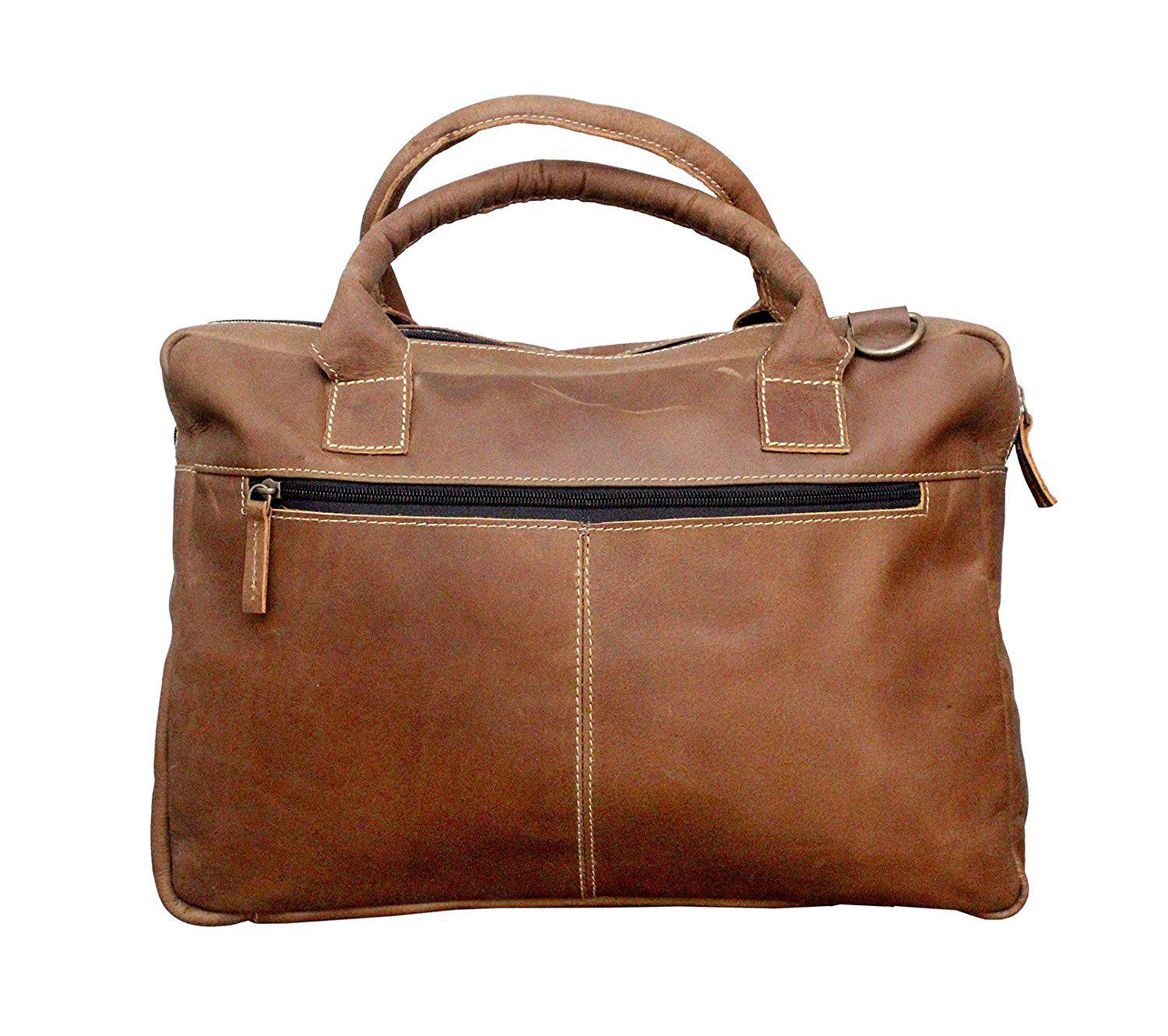 TUZECH Rustic Shopping Styled Handsome Buffalo Leather Bag Crafted Handbag Carry Bag (15 Inches)-Tuzech store