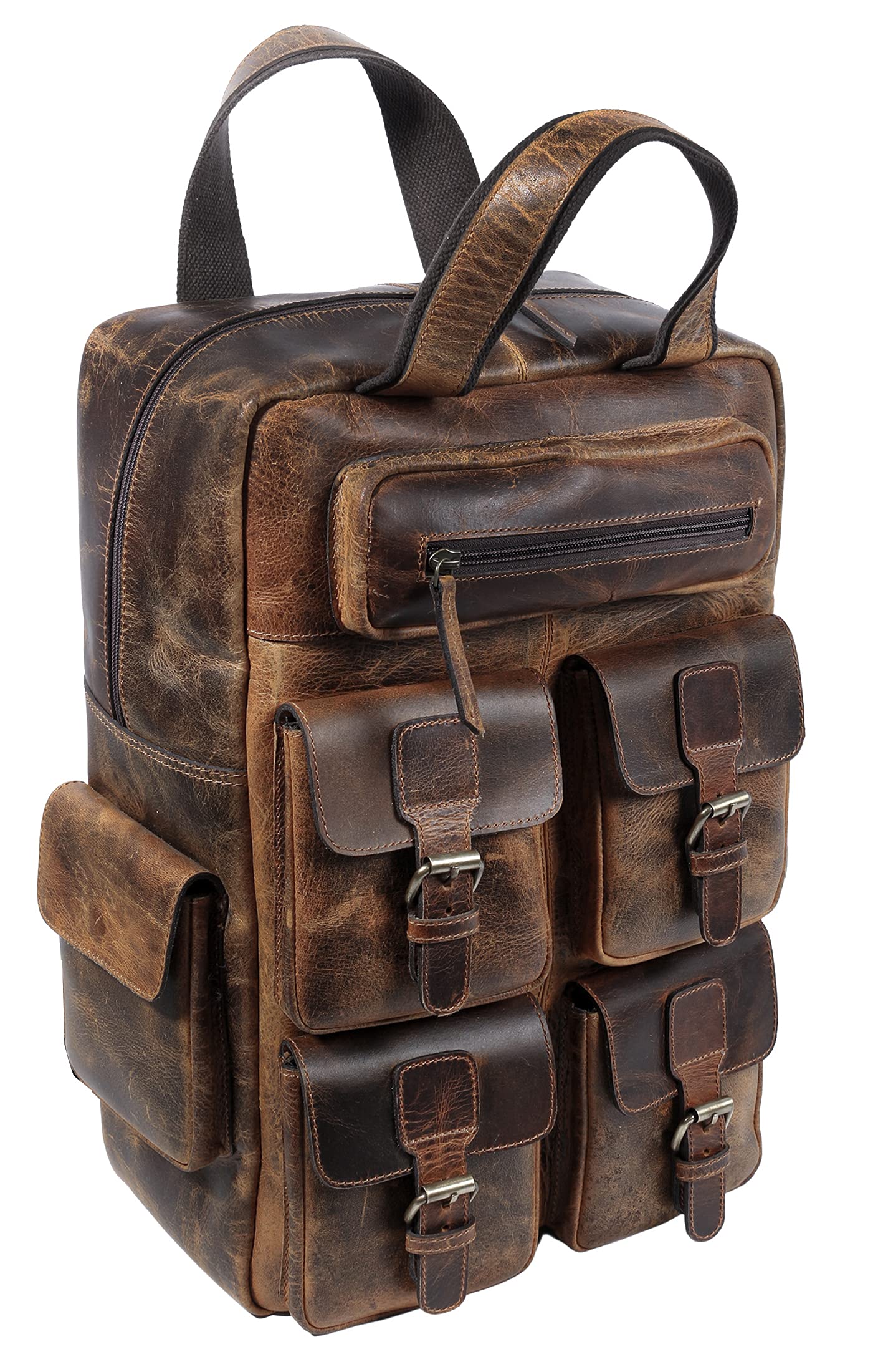 TUZECH Genuine leather Vintage Handmade Stylish Leather Trendy Unique Backpack Rucksack Bag for Unisex (16 Inch)