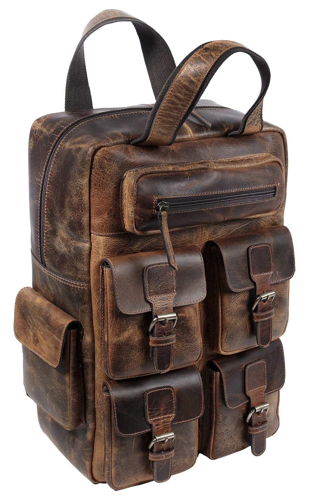 TUZECH Genuine leather Vintage Handmade Stylish Leather Trendy Unique Backpack Rucksack Bag for Unisex (16 Inch)