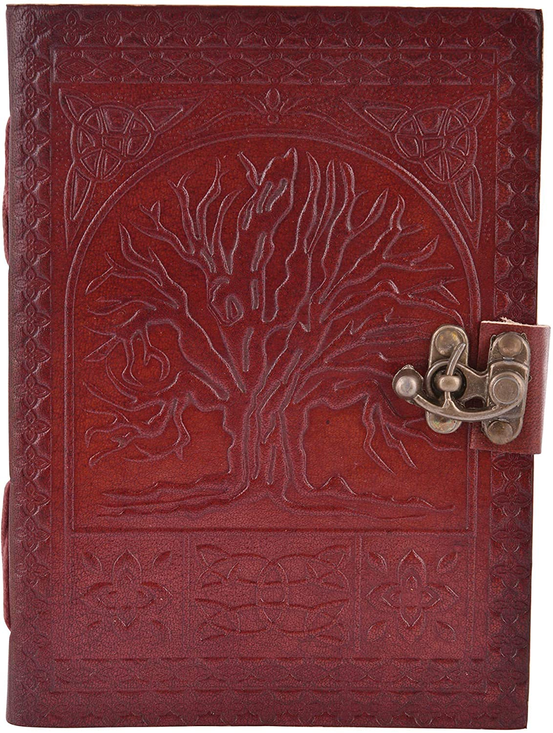 Handmade Leather Journal Tree of Life - Writing Notebook Handmade Leather Bound Daily Notepads for Men and Women Blank Paper Large 8 x 6 Inches - Book of Shadows Gift for Art Sketchbook, Hocus Pocus Travel Diary and Journals