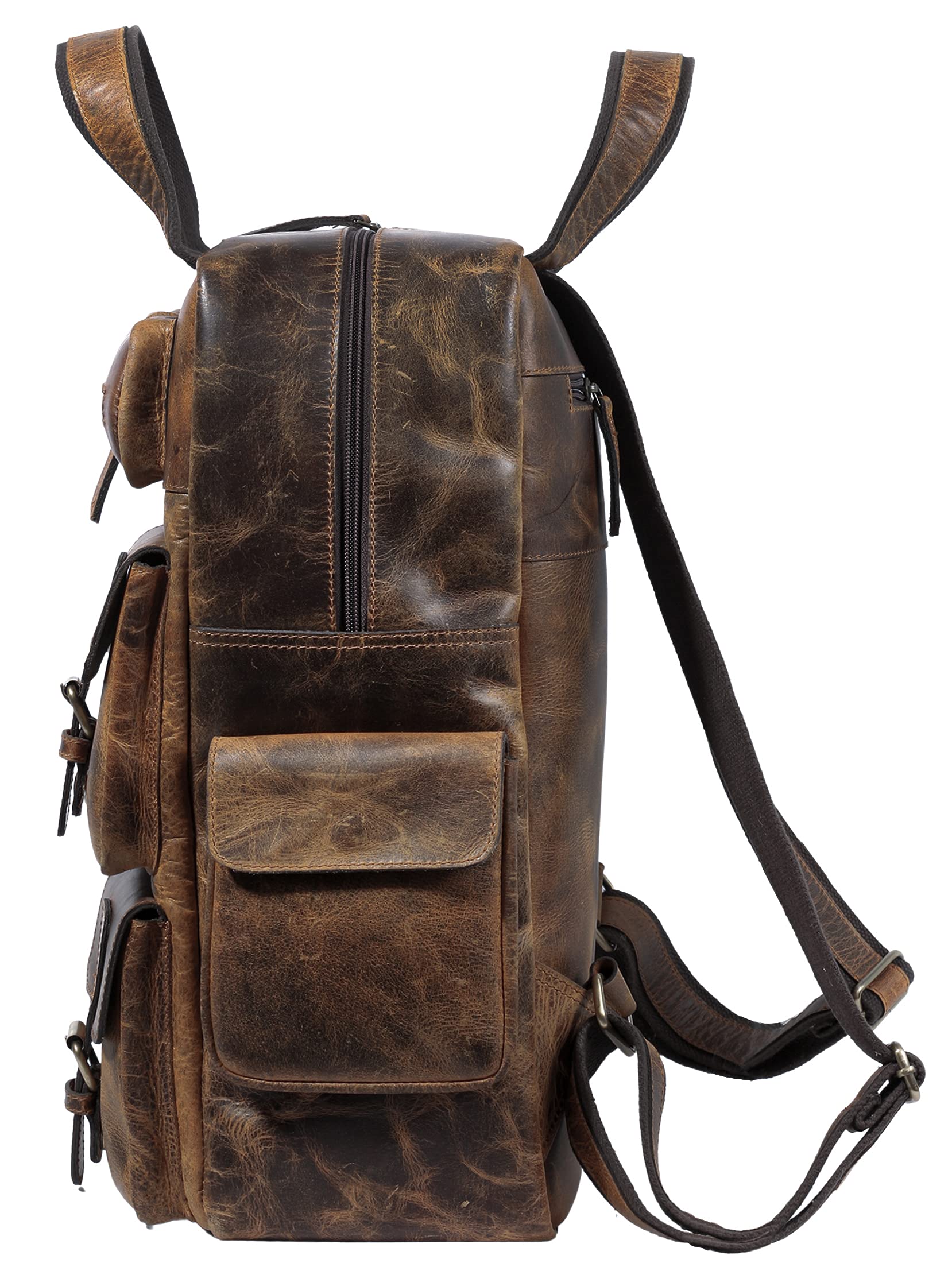 TUZECH Genuine leather Vintage Handmade Stylish Leather Trendy Unique Backpack Rucksack Bag for Unisex (16 Inch)