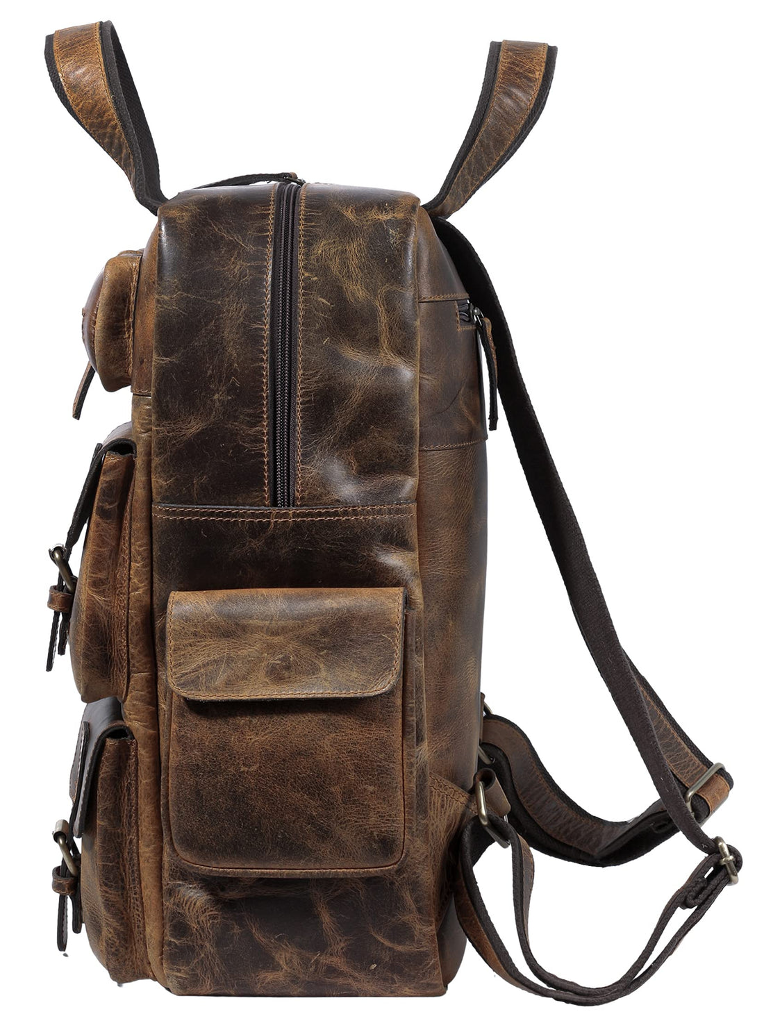TUZECH Genuine leather Vintage Handmade Stylish Leather Trendy Unique Backpack Rucksack Bag for Unisex (16 Inch)