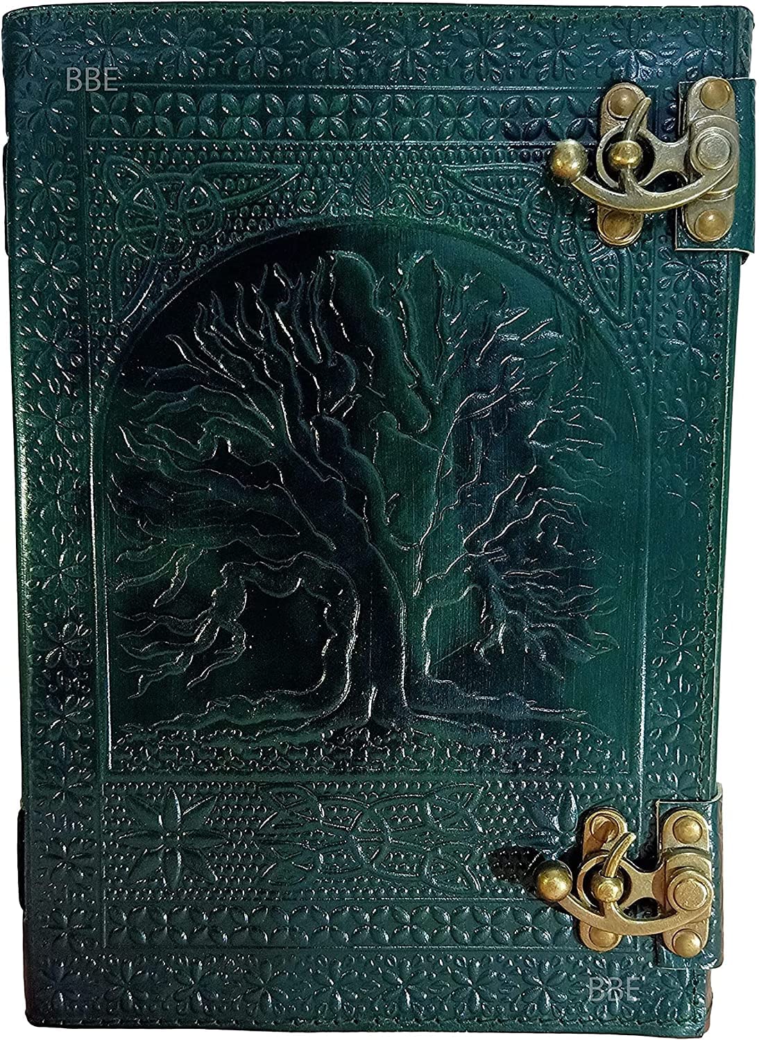 TUZECH 600 Pages Handmade Large Leather Journal Diary Embossed Tree of Life Book Of Shadows Hocus Pocus Notebook Writing Seven Chakra Grimoire Sketchbook 7 x 10 Leather Bound
