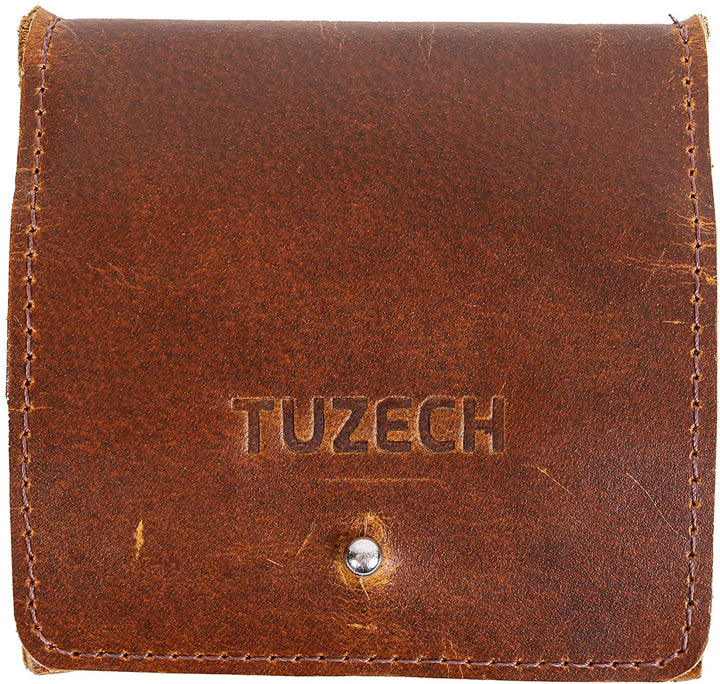 TUZECH Leather Jewelry Pouch, Mini Travel Size Box, Rings & Precious Articles Storage Organizer, Groom & Bridesmaid Wedding Gifts, Handmade Brown Color ()-Tuzech store