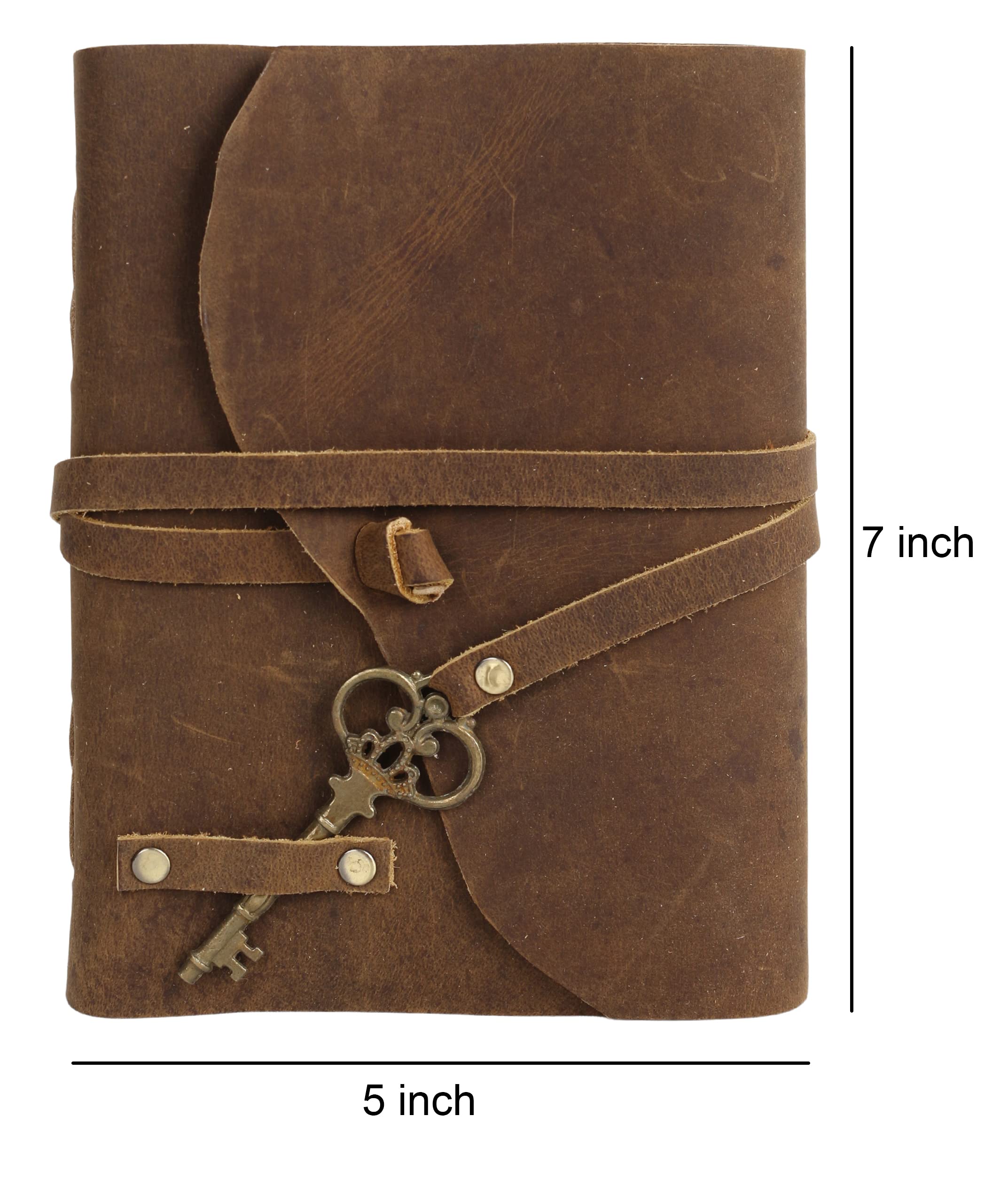 Handmade Leather Journal - Vintage Antique Deckle Edge Paper - Sketchbook - Book of Shadows - Great Gift for Men Women - Leather Notebook 7 X 5 Inches-Tuzech store