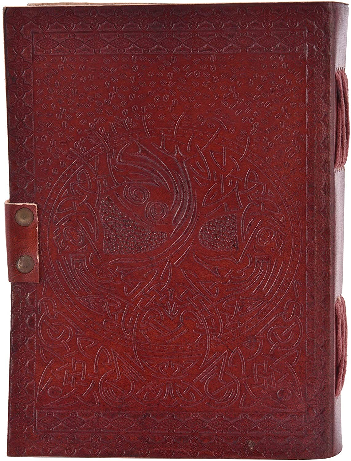 Handmade Leather Journal Tree of Life - Writing Notebook Handmade Leather Bound Daily Notepads for Men and Women Blank Paper Large 8 x 6 Inches - Book of Shadows Gift for Art Sketchbook, Hocus Pocus Travel Diary and Journals