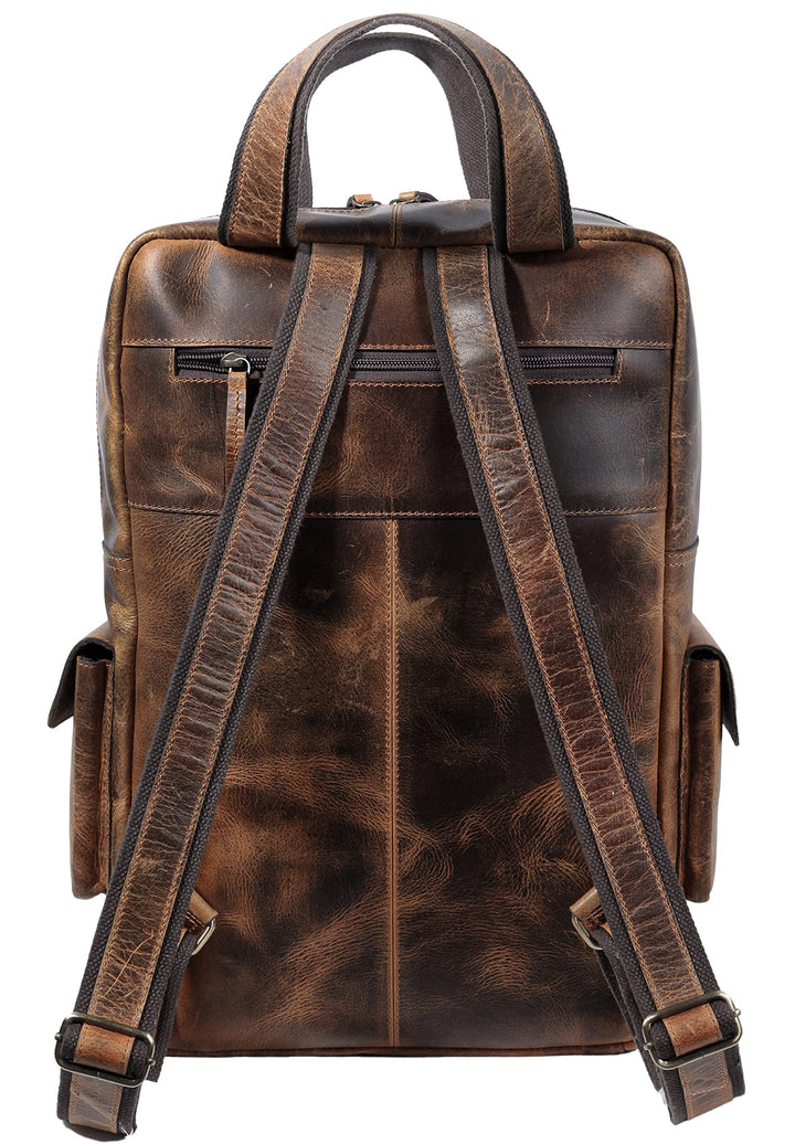 TUZECH Genuine leather Vintage Handmade Stylish Leather Trendy Unique Backpack Rucksack Bag for Unisex (16 Inch)