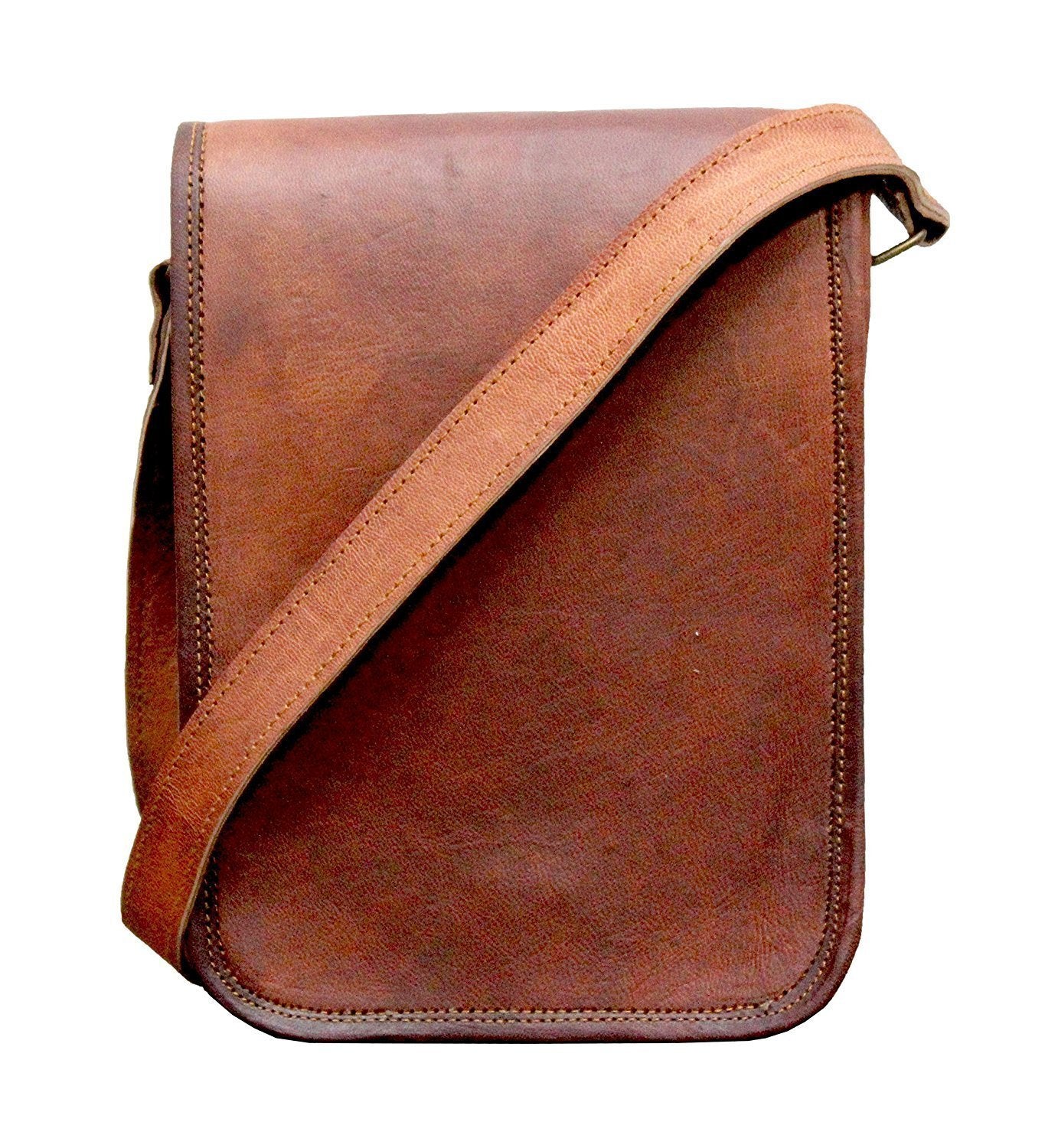 TUZECH Vintage Full Flap Genuine Leather Crossover Messenger Leather Bag - Fits laptop Upto (13 Inches)-Tuzech store