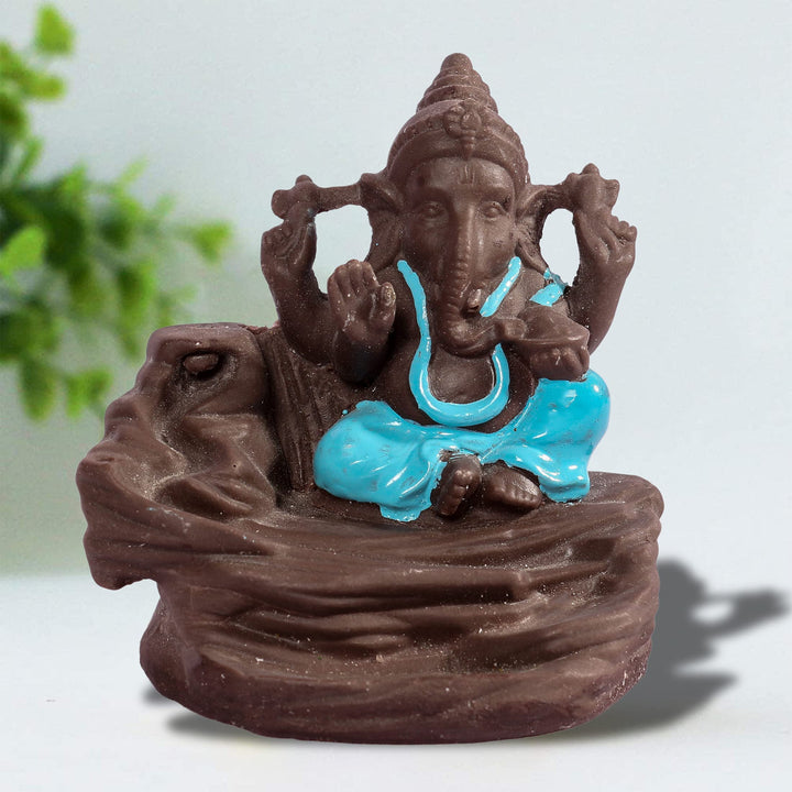Tuzech Handicraft Ceramic Buddha & Ganesha Smoke Fountain Backflow Incense Holder Home Decor Buddha & Ganesha Statue Gifts Showpieces Multicolor (Set of 2)-Tuzech store