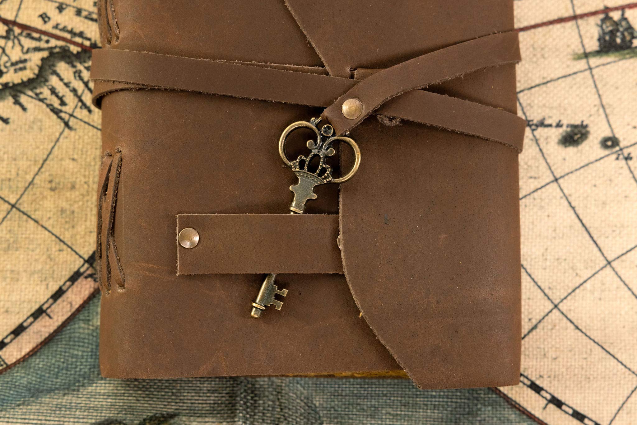 Kosala Leather Journal – Leather Bound Journal with Ancient Looking Paper – Vintage Sketchbook with Handmade Deckle Edge – Antique Journal with Leather Straps and Key – Journal for him and her-Tuzech store