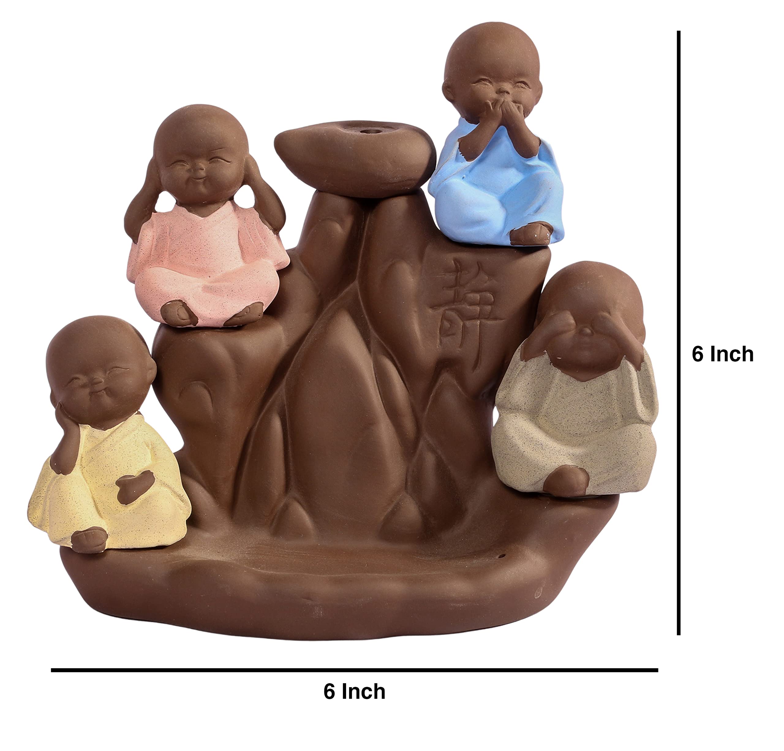 Tuzech Handicrafts Ceramic Gandhiji Styled Stress Reliever Backflow Reverse Incense Holder Peace Giving Smoke Fountain for Home and Office Décor Idol Gift-Tuzech store