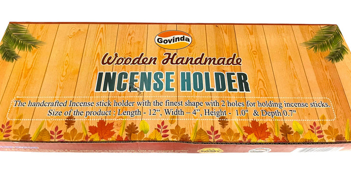 Govinda - Incense Burner Stick Holder Ash Catcher Wooden Handmade Modern Gift Wood Home Decor Size 12 X 4 Inches,