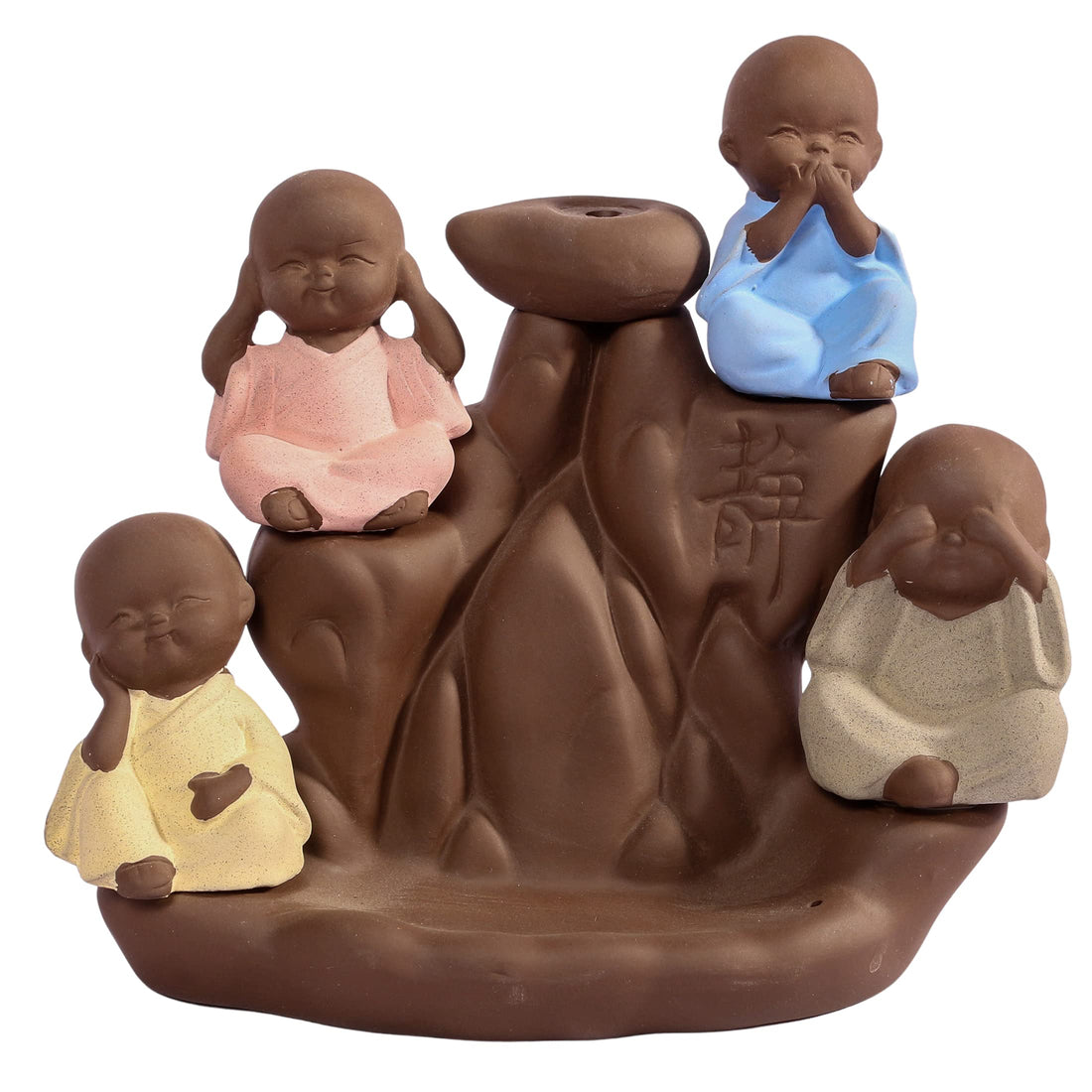 Tuzech Handicrafts Ceramic Gandhiji Styled Stress Reliever Backflow Reverse Incense Holder Peace Giving Smoke Fountain for Home and Office Décor Idol Gift-Tuzech store