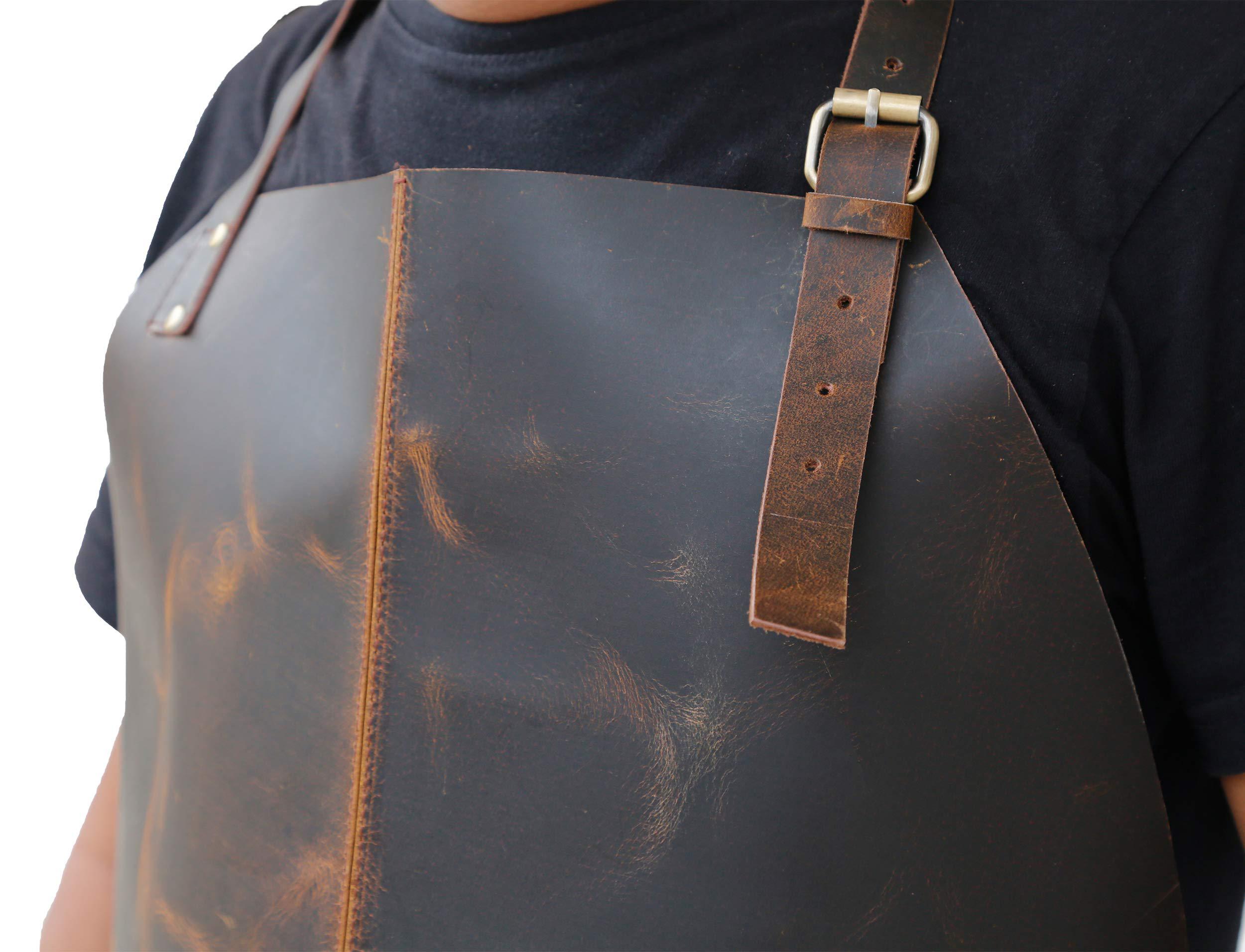 Durable Leather Apron Utility/Tool Pockets/Adjustable/Chef/Butcher/Metalworker/Carpenter/Blacksmith/Heavy Duty, Handmade Adjustable Tool Apron Gift for Woodworker-Tuzech store