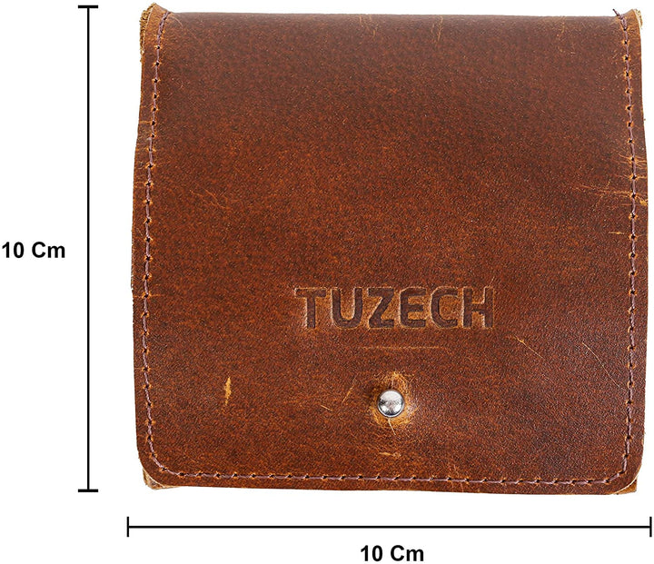 TUZECH Leather Jewelry Pouch, Mini Travel Size Box, Rings & Precious Articles Storage Organizer, Groom & Bridesmaid Wedding Gifts, Handmade Brown Color ()-Tuzech store