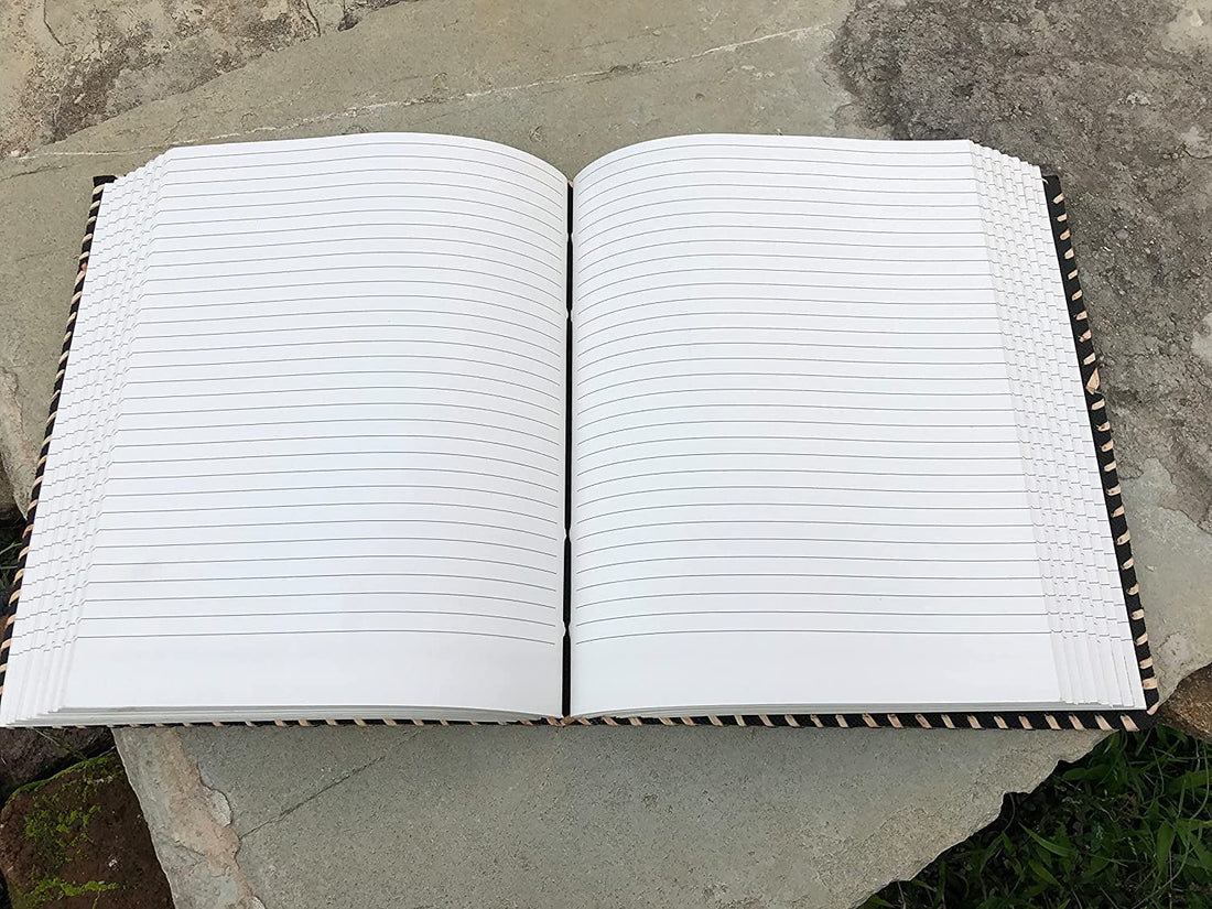 TUZECH Fat Leather 600 Pages Journal Large | Seven Stone Leather Notebook Journal | Blank Handmade Book Sketchbook | Christmas Gift Everyday Use-Tuzech store