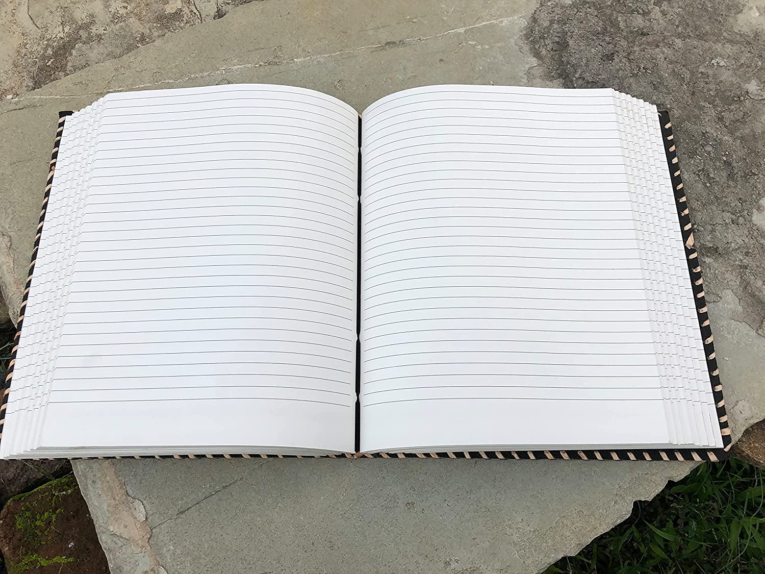 TUZECH Fat Leather 600 Pages Journal Large | Seven Stone Leather Notebook Journal | Blank Handmade Book Sketchbook | Christmas Gift Everyday Use-Tuzech store
