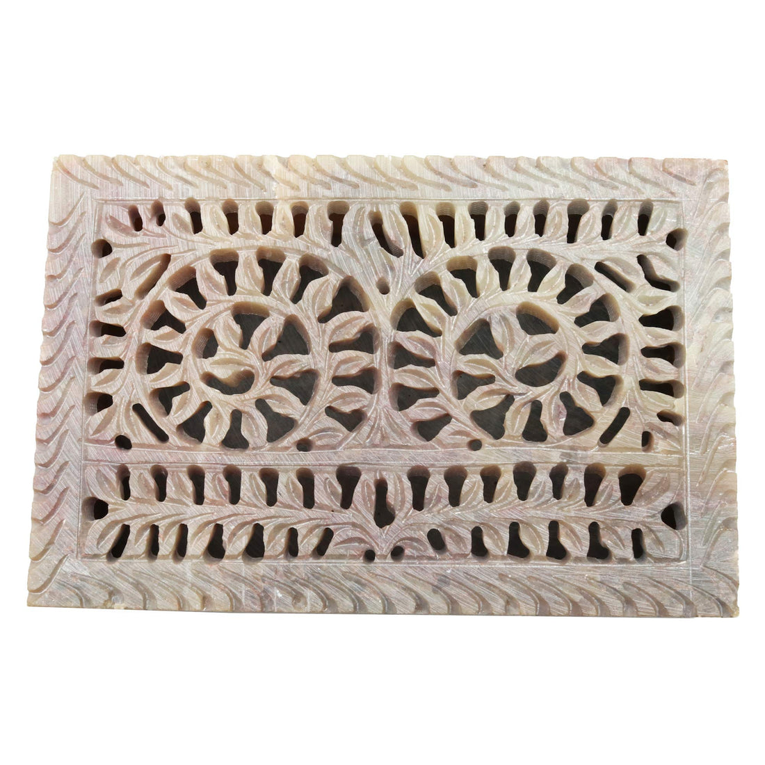 Tuzech Natural Decorative Hand Carved Marble Floral Carving Handmade Jewellery Decorative Marble Box for Jewellery Storage-Tuzech store