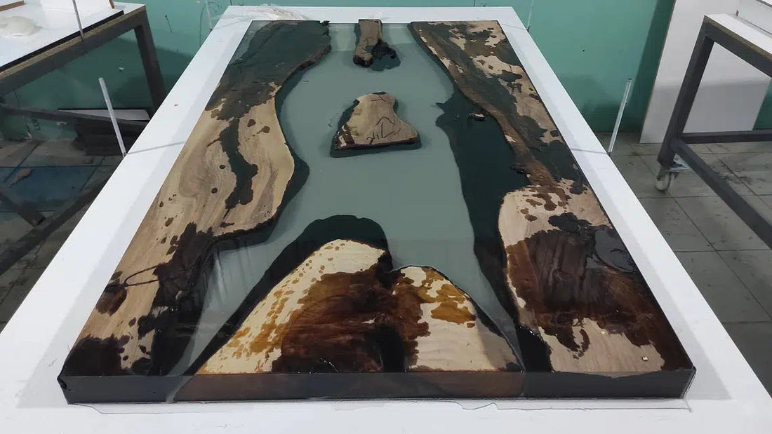 Personalized LARGE EPOXY TABLE, Resin Dining Table For 2 , 4 , 6, 8 River Dining Table Top, Wood Epoxy Coffee Table Top, Living Room Table-Tuzech store
