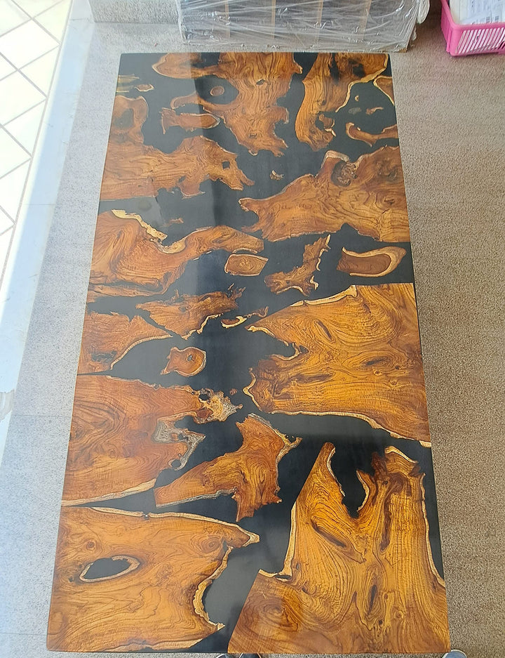 Customized Large Epoxy Table, Resin Dining Table for 2, 4, 6, 8 Glosy Black Table, Epoxy Coffee Table, Living Room Table, Home décor