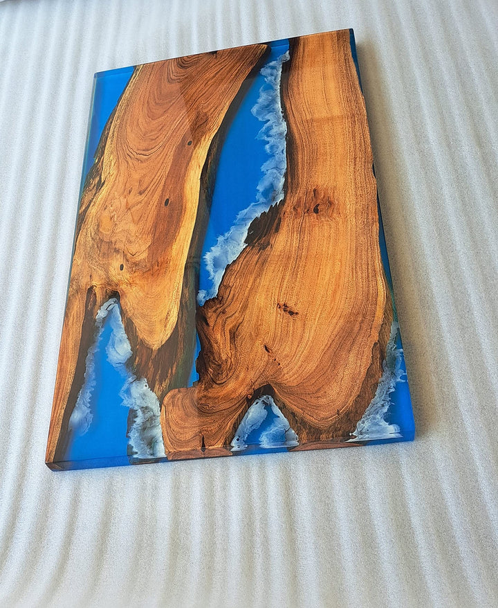 Customized Large Epoxy Table, Resin River Dining Table for 2, 4, 6, 8 Blue Waves Table, Epoxy Coffee Table, Living Room Table, Home décor