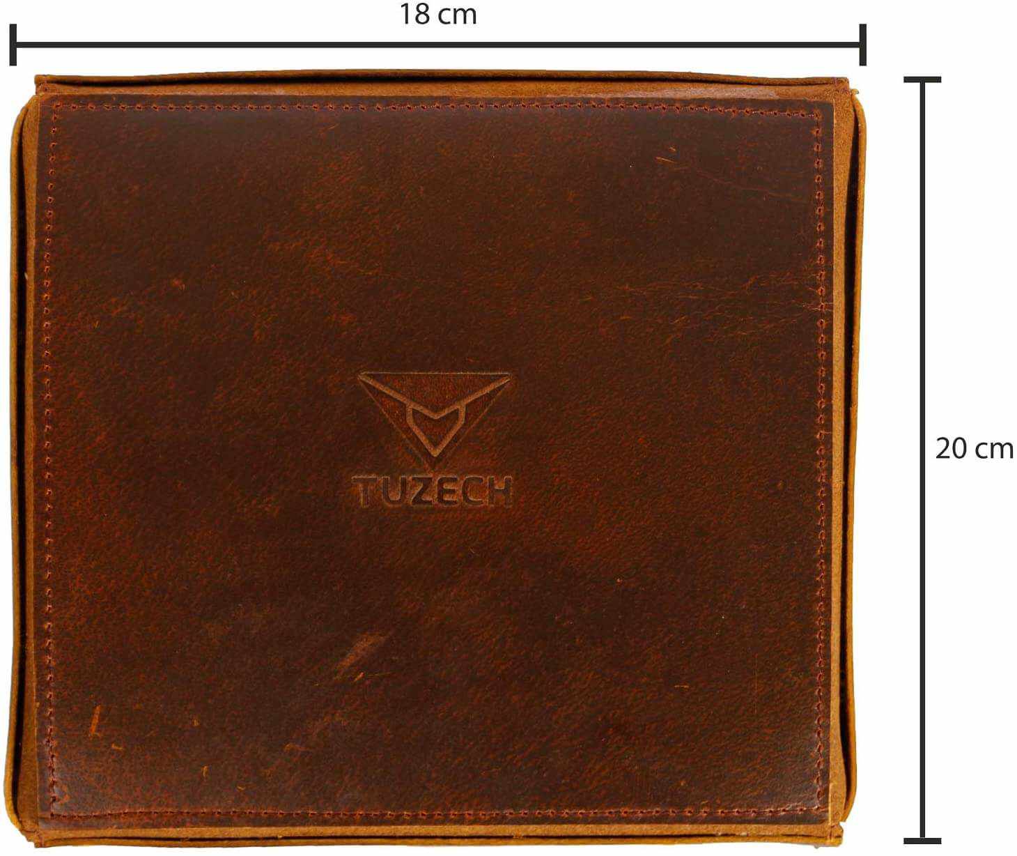 Leather Catchall Change Keys Coins Jewels Tray Organizer Box for Nightstand Big Storage Handmade Antique Brass Studs Decoration for Coin, Key, Phone (Bourbon Brown)-Tuzech store