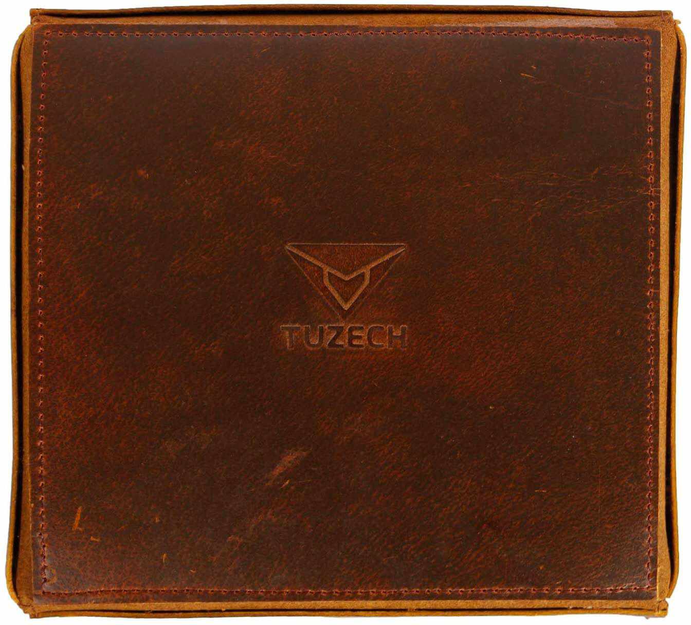Leather Catchall Change Keys Coins Jewels Tray Organizer Box for Nightstand Big Storage Handmade Antique Brass Studs Decoration for Coin, Key, Phone (Bourbon Brown)-Tuzech store
