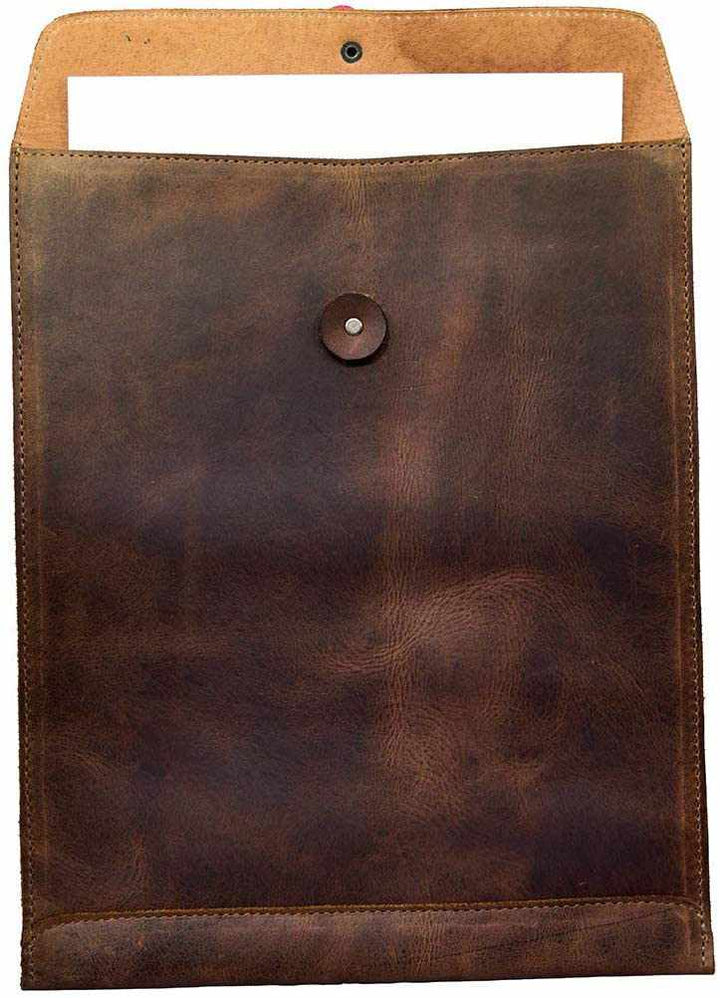 Leather Document Holder Mailing Envelope,Office & Work Resume Sales Portfolio Binder Folder-Interview/Legal Document Organizer Handmade Bourbon Brown (12.5 inches)-Tuzech store