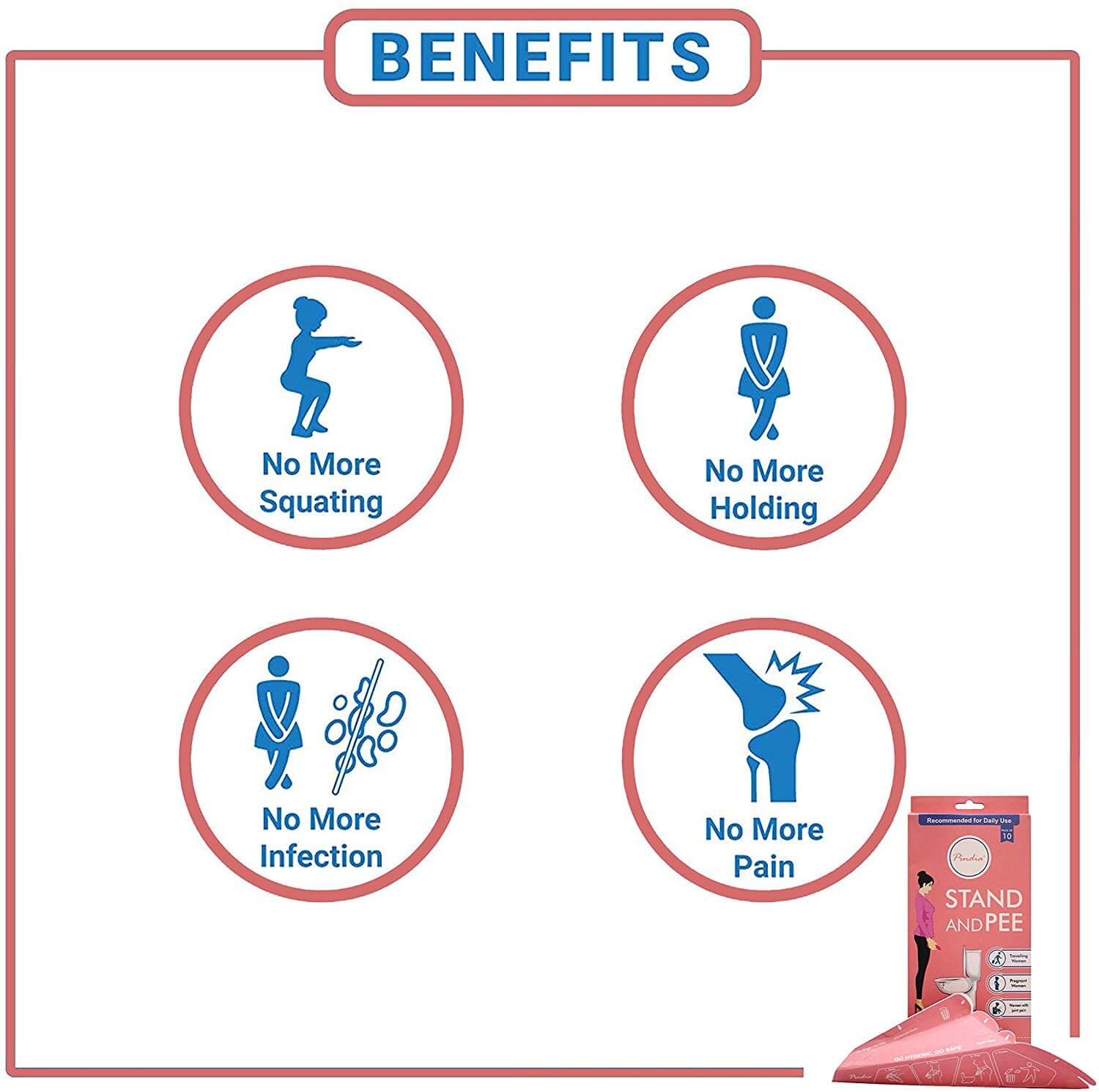 PINDIA Stand and Pee Portable Female Urination Device | Recyclable Disposable Urinal Funnel | Travel, Camping, Hiking and Outdoor Activities | Compact Stand and Pee Funnel for Women, Girls-Tuzech store