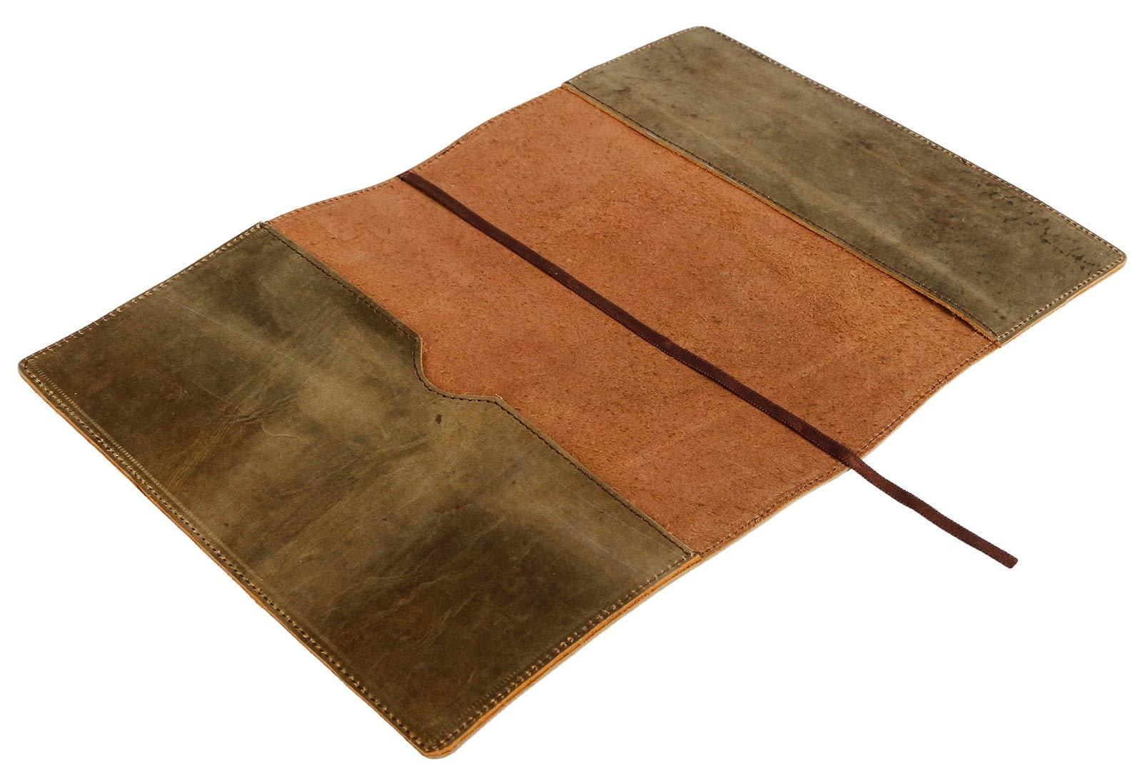 Rustic Leather Refillable Journal Cover for Moleskine Cahier XL (10.50x8 in) w/Tipico Strap, Office & Work Essentials, Handmade - Brown-Tuzech store