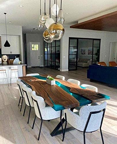 Personalized LARGE EPOXY TABLE, Resin Dining Table For 2 , 4 , 6, 8 River Dining Table Top, Wood Epoxy Coffee Table Top, Living Room Table Top-Tuzech store