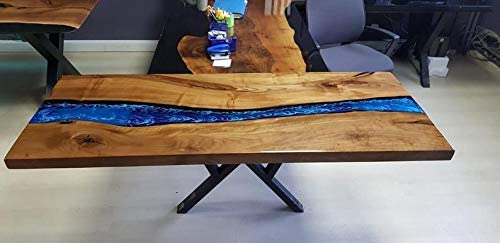 Personalized LARGE EPOXY TABLE, Resin Dining Table For 2 , 4 , 6, 8 River Dining Table Top, Wood Epoxy Coffee Table Top, Living Room Table Top-Tuzech store