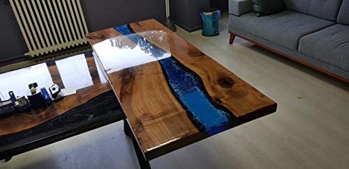 Personalized LARGE EPOXY TABLE, Resin Dining Table For 2 , 4 , 6, 8 River Dining Table Top, Wood Epoxy Coffee Table Top, Living Room Table Top-Tuzech store