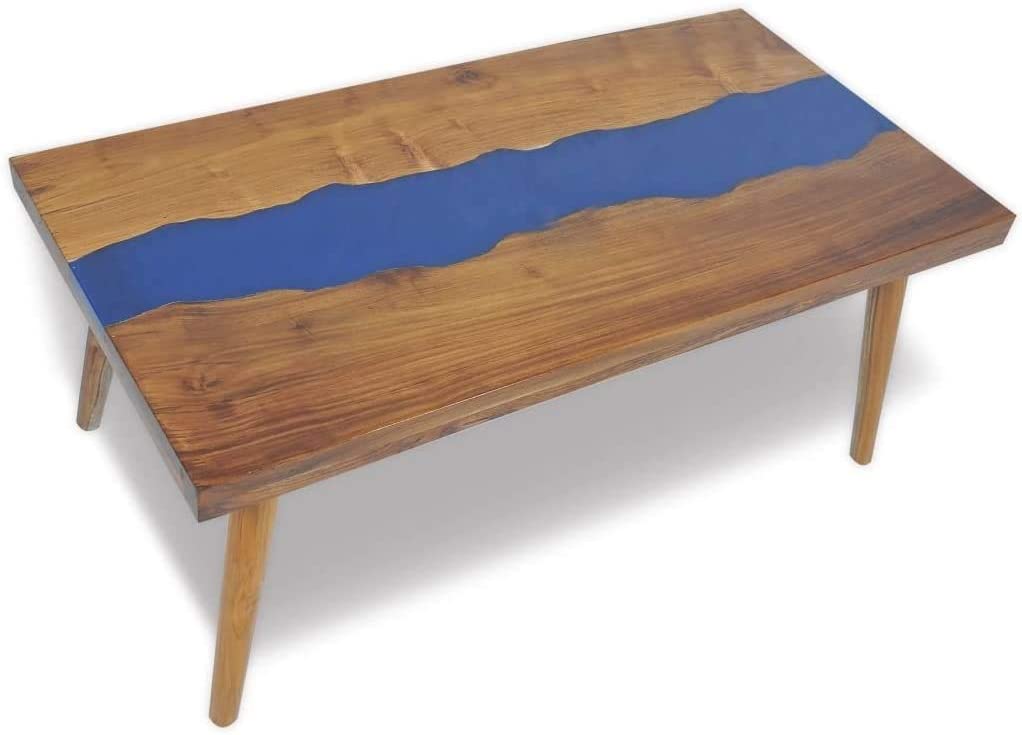TUZECH Coffee Table Teak Wood Resin End Side Table for Home Office Living Room Home Furniture Decor (39.4x19.7x15.7)-Tuzech store