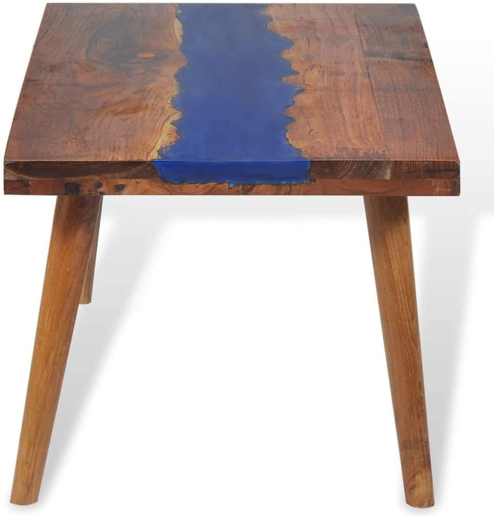 TUZECH Coffee Table Teak Wood Resin End Side Table for Home Office Living Room Home Furniture Decor (39.4x19.7x15.7)-Tuzech store