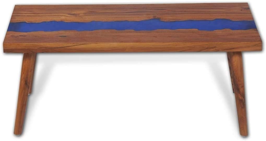 TUZECH Coffee Table Teak Wood Resin End Side Table for Home Office Living Room Home Furniture Decor (39.4x19.7x15.7)-Tuzech store