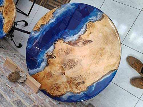 TUZECH Epoxy Resin Coffee Table, Olive Wood Coffee Table, epoxy Round Table (36 Inches)-Tuzech store