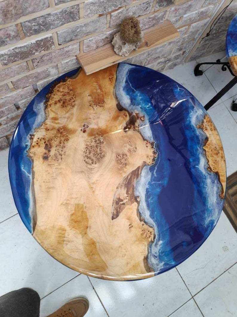 TUZECH Epoxy Resin Coffee Table, Olive Wood Coffee Table, epoxy Round Table (36 Inches)-Tuzech store
