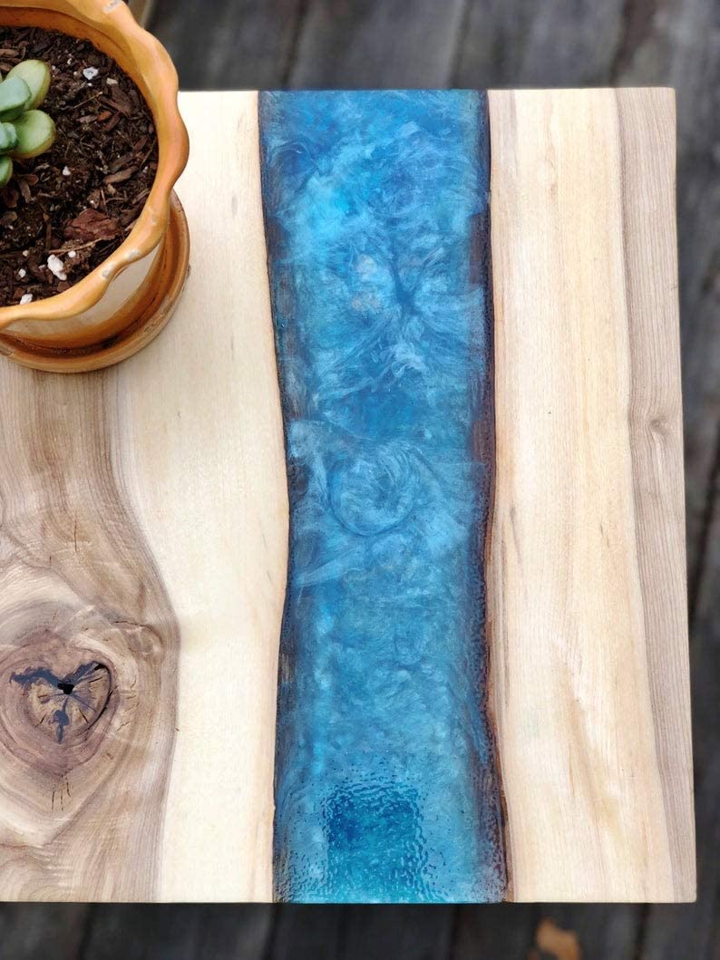 TUZECH Epoxy Resin Coffee Table River Live Edge Resin Art Coffee and Side Table Set (48x24x22 Inches)-Tuzech store