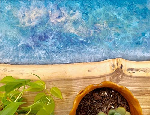 TUZECH Epoxy Resin Coffee Table River Live Edge Resin Art Coffee and Side Table Set (48x24x22 Inches)-Tuzech store
