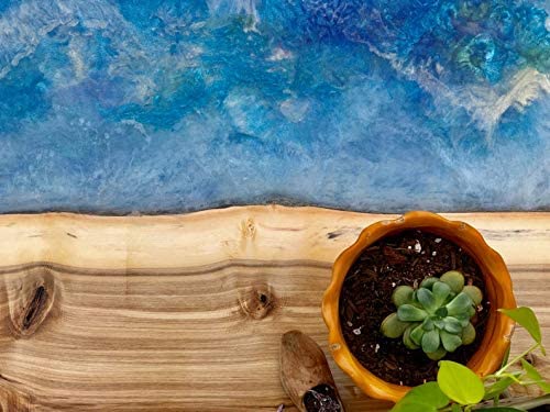 TUZECH Epoxy Resin Coffee Table River Live Edge Resin Art Coffee and Side Table Set (48x24x22 Inches)-Tuzech store
