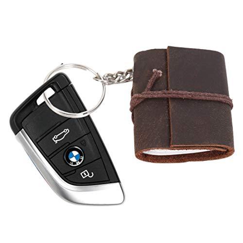 TUZECH Handmade Leather Mini Key Chain Diary Notebook Blank Unlined Diary for Office||Artist|| Architect||Restaurants Vintage Journal for Men and Women - 2 Inches (Dark Brown)-Tuzech store