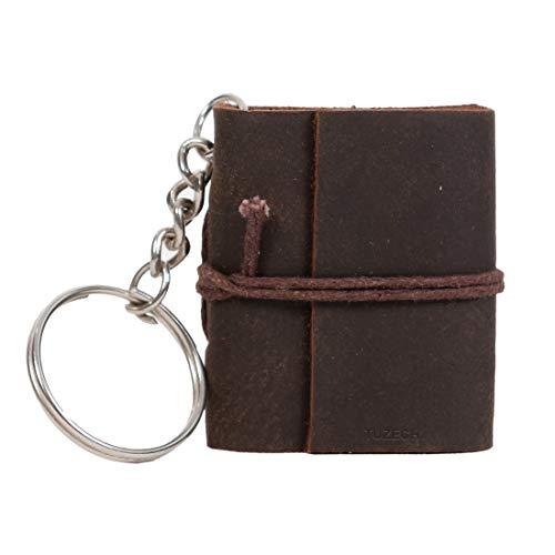 TUZECH Handmade Leather Mini Key Chain Diary Notebook Blank Unlined Diary for Office||Artist|| Architect||Restaurants Vintage Journal for Men and Women - 2 Inches (Dark Brown)-Tuzech store