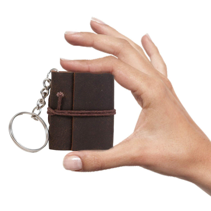 TUZECH Handmade Leather Mini Key Chain Diary Notebook Blank Unlined Diary for Office||Artist|| Architect||Restaurants Vintage Journal for Men and Women - 2 Inches (Dark Brown)-Tuzech store