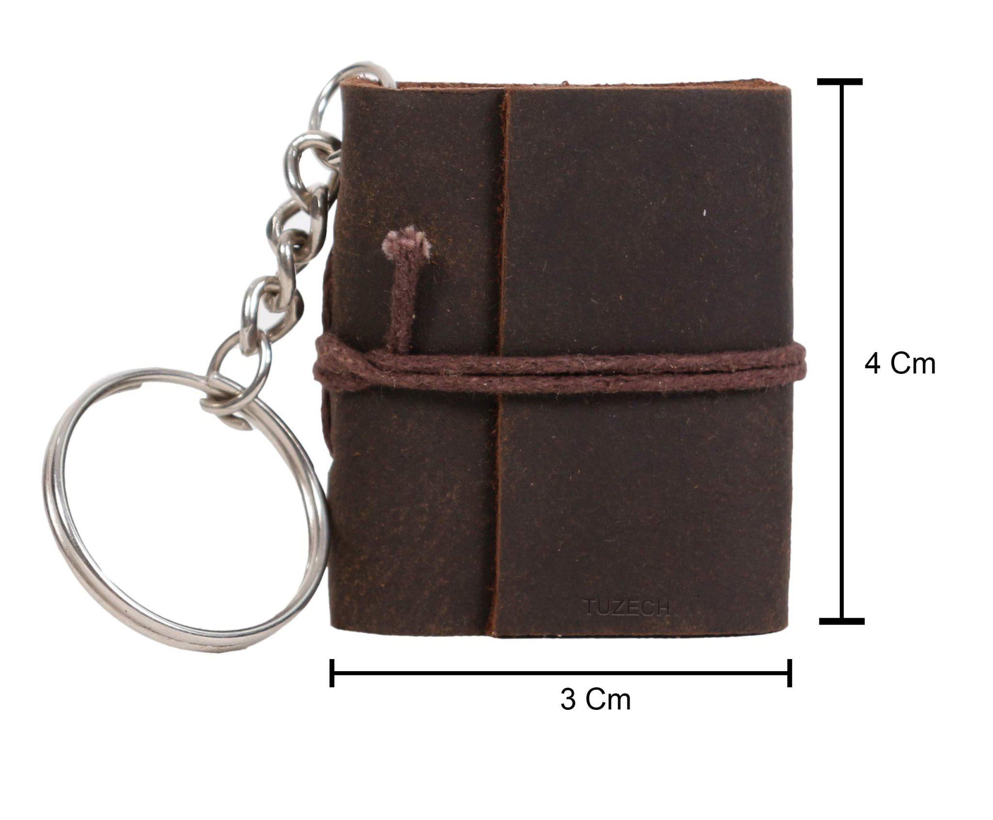 TUZECH Handmade Leather Mini Key Chain Diary Notebook Blank Unlined Diary for Office||Artist|| Architect||Restaurants Vintage Journal for Men and Women - 2 Inches (Dark Brown)-Tuzech store